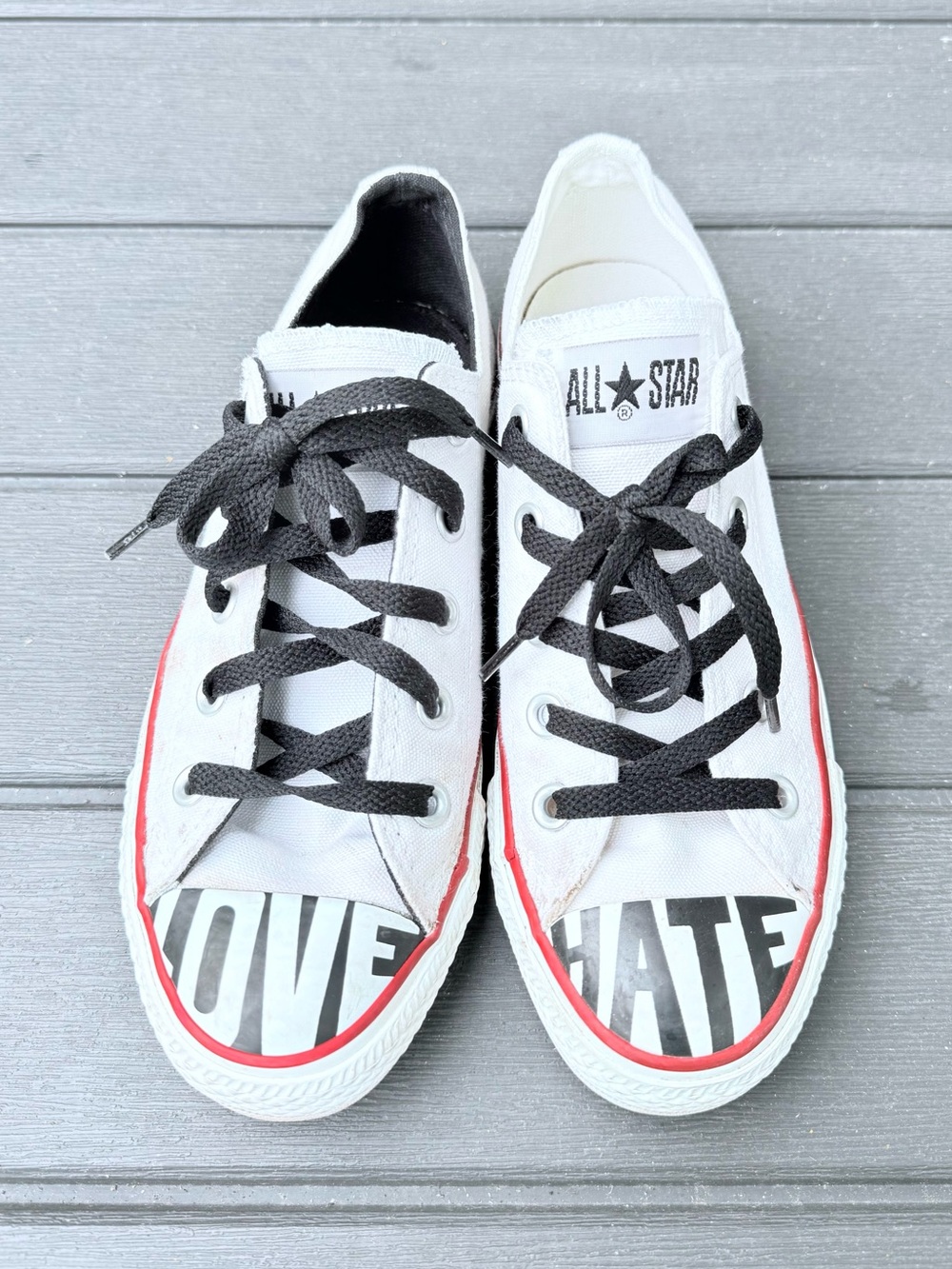 Converse “Love & Hate” Chuck Taylor Low Top in White and Black (Rare)